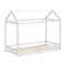 Oikiture Kids Wooden Bed Frame House Frame Timber with Fence Single White