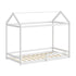 Oikiture Kids Wooden Bed Frame House Frame Timber with Fence Single White