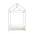 Oikiture Kids Wooden Bed Frame House Frame Timber with Fence Single White
