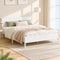 Oikiture Scalloped Wooden Bed Frame Solid Pine Timber Double White