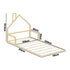 Oikiture Wooden Kids Bed Frame Floor Beds Chimney King Single Natural