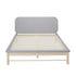 Oikiture Wooden Bed Frame with Padded Fabric Edges Headboard Double Size