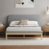 Oikiture Wooden Bed Frame with Padded Fabric Edges Headboard Double Size