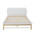 Wooden Bed Frame Boucle Upholstery Headboard Pine Base Queen