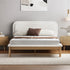 Wooden Bed Frame Boucle Upholstery Headboard Pine Base Queen