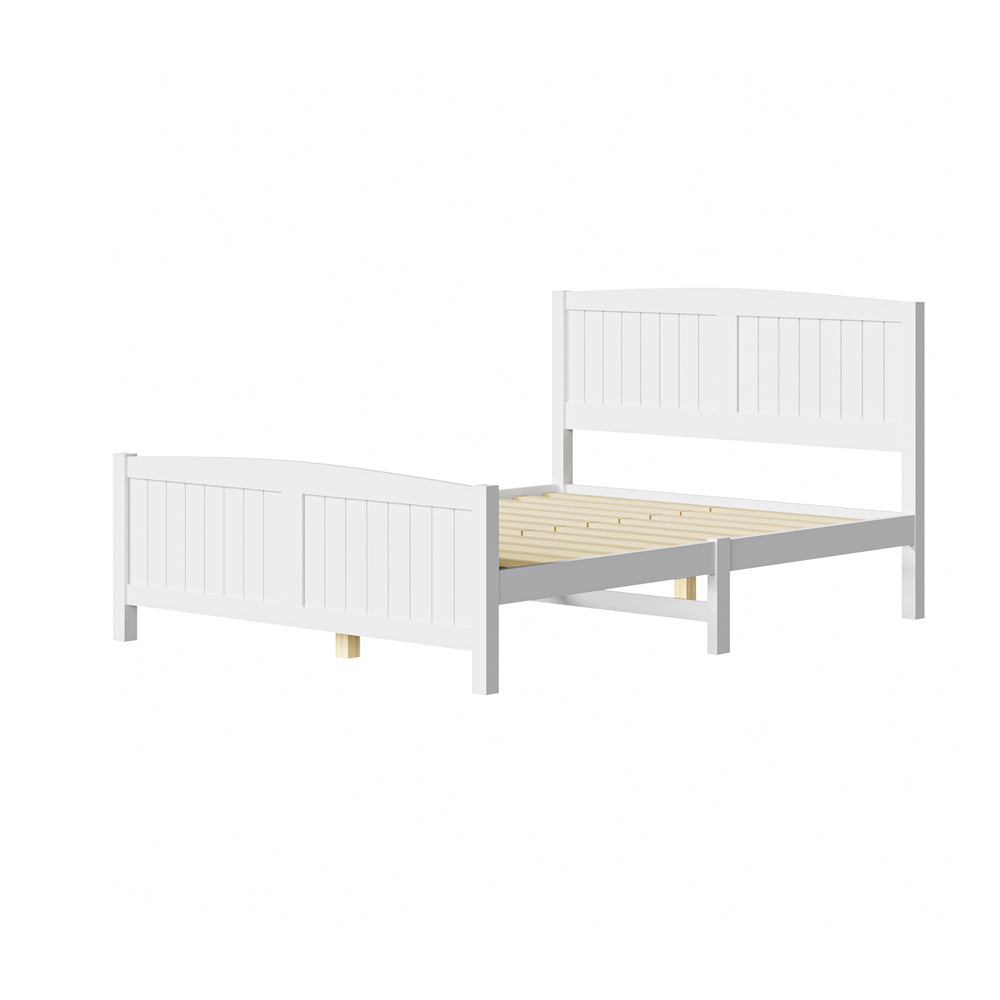 Bed Frame Double Size Timber Platform White