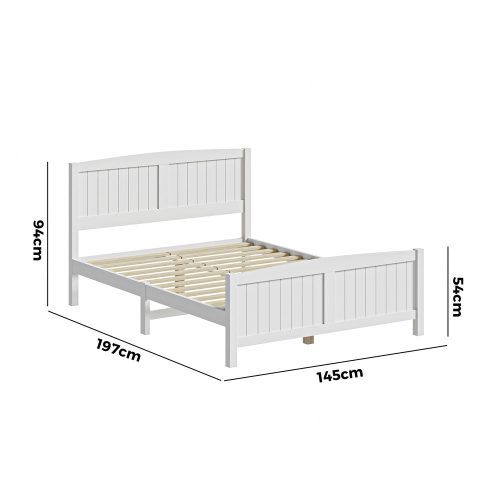 Bed Frame Double Size Timber Platform White