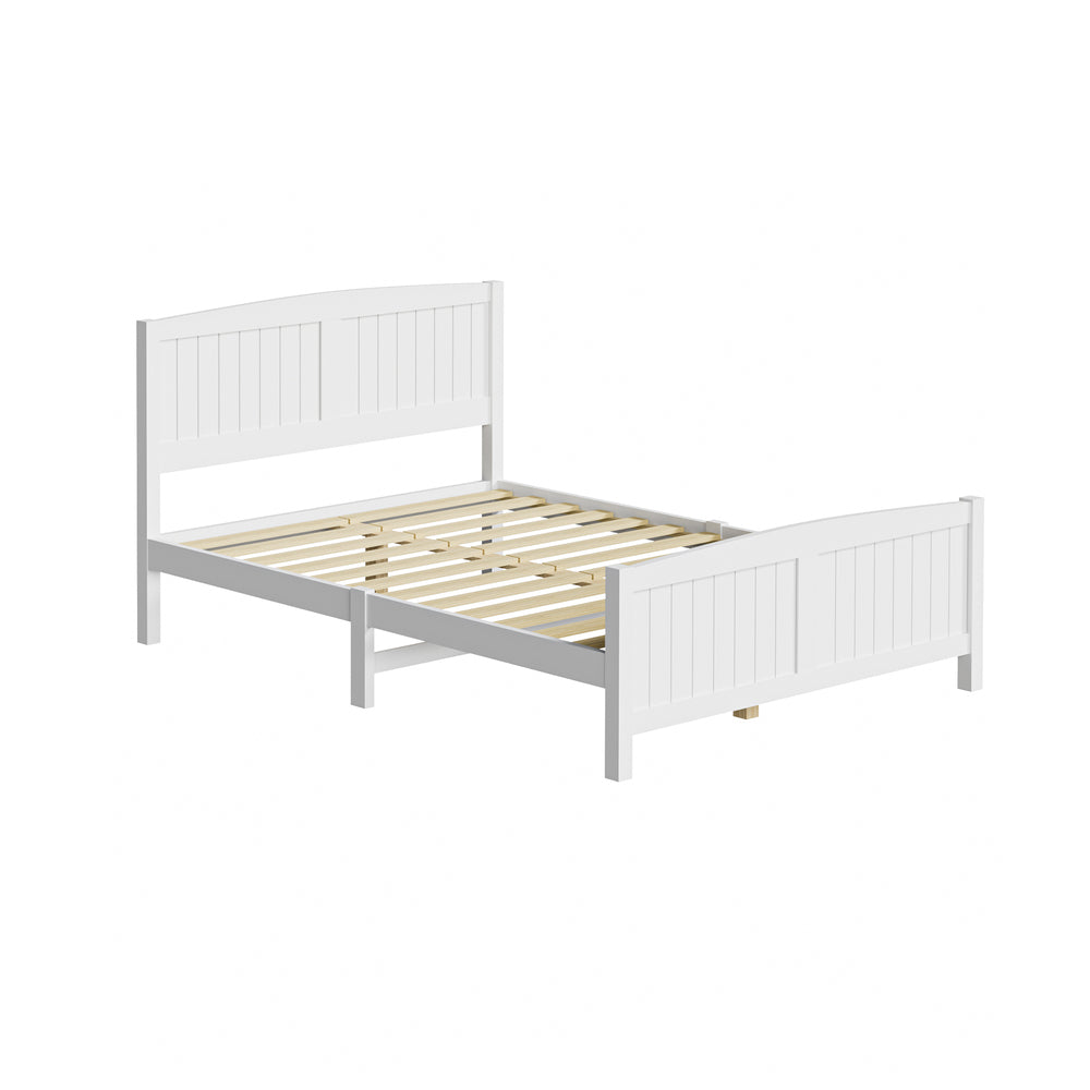 Bed Frame Double Size Timber Platform White