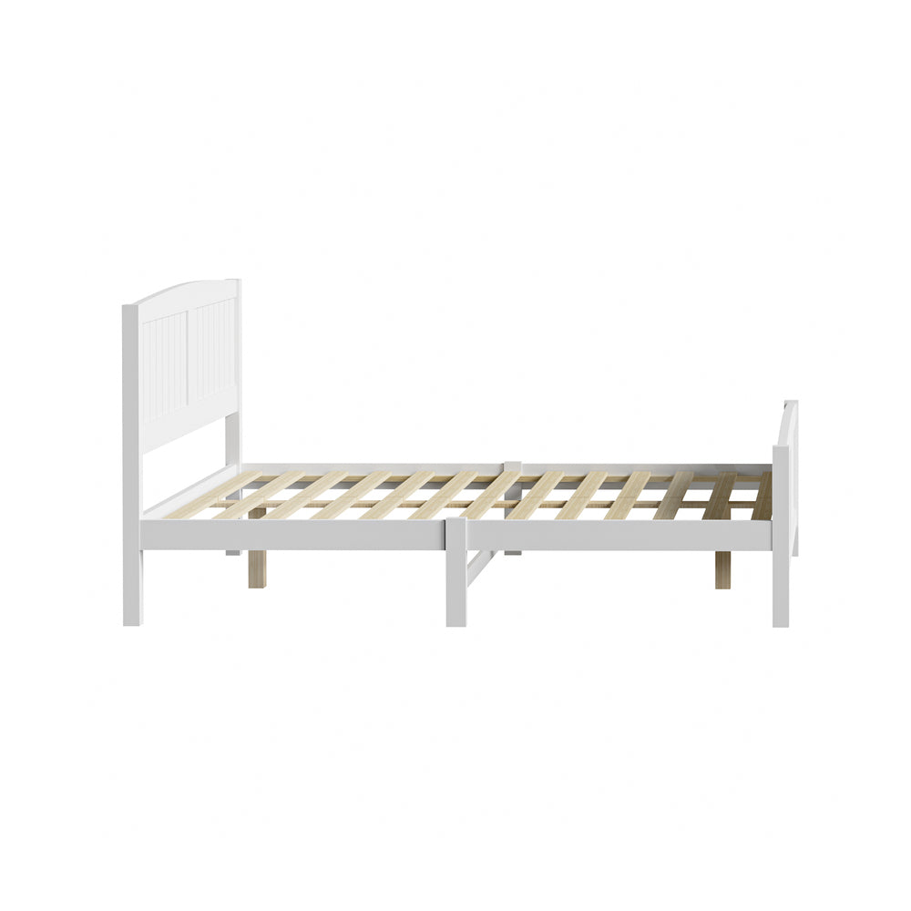 Bed Frame Double Size Timber Platform White