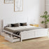 Wooden Bed Frame King Size with Trundle Drawers White