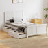 Wooden Bed Frame King Single with Trundle Drawers White