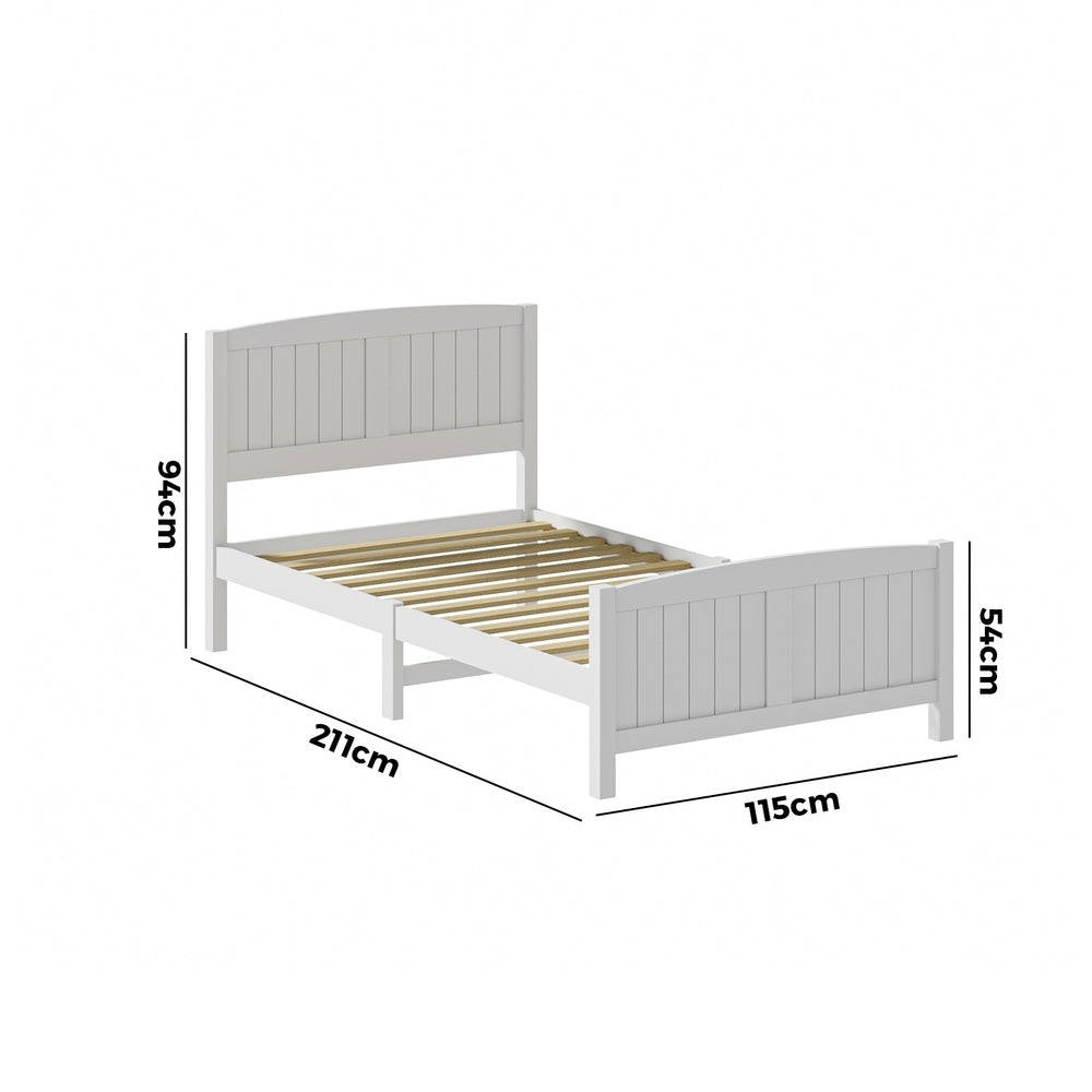 Bed Frame King Singe Size Timber Platform White