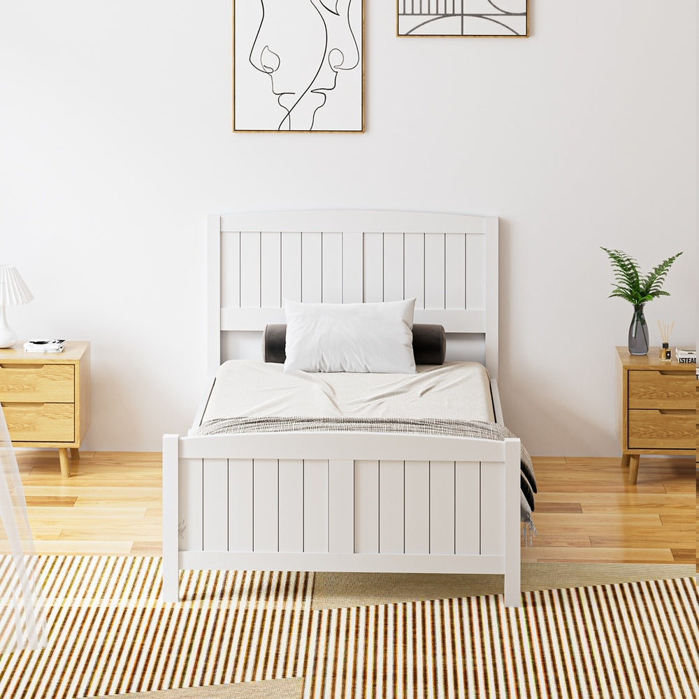 Bed Frame King Singe Size Timber Platform White