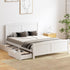 Wooden Bed Frame Queen Size with Trundle Drawers White