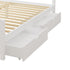 Wooden Bed Frame Queen Size with Trundle Drawers White