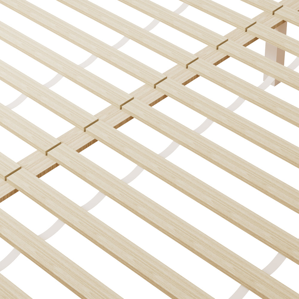 Wooden Bed Frame Queen Size with Trundle Drawers White