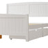 Wooden Bed Frame Queen Size with Trundle Drawers White