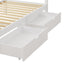 Wooden Bed Frame Single Size with Trundle Drawers White