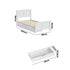 Wooden Bed Frame Single Size with Trundle Drawers White