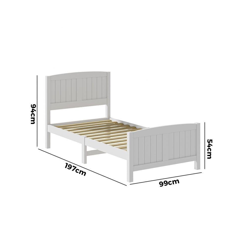Bed Frame Singe Size Timber Platform White