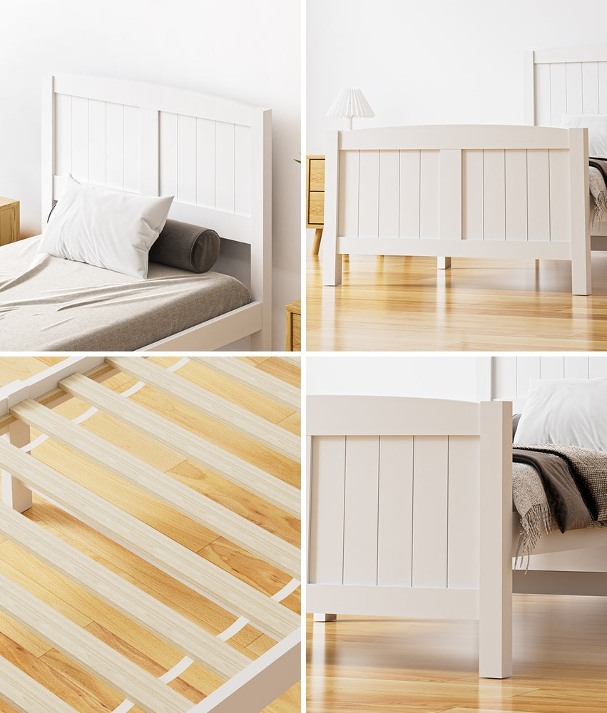 Bed Frame Singe Size Timber Platform White