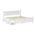 Oikiture Wood King Bed Frame with 2 Storage Drawers White