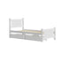 Oikiture Wood Single Bed Frame with 2 Storage Drawers White