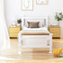Oikiture Wood Single Bed Frame with 2 Storage Drawers White