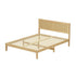 Oikiture Double Size Wooden Bed Frame & Wicker Rattan Headboard