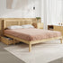 Double Wooden Bed Frame with 2 Drawers Rattan Headboard