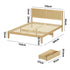 Double Wooden Bed Frame with 2 Drawers Rattan Headboard