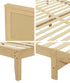 Oikiture Double Size Wooden Bed Frame & Wicker Rattan Headboard