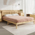 Queen Size Wooden Bed Frame & Wicker Rattan Headboard