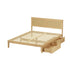 Queen Wooden Bed Frame with 2 Drawers & Rattan Headboard, Natural Colour
