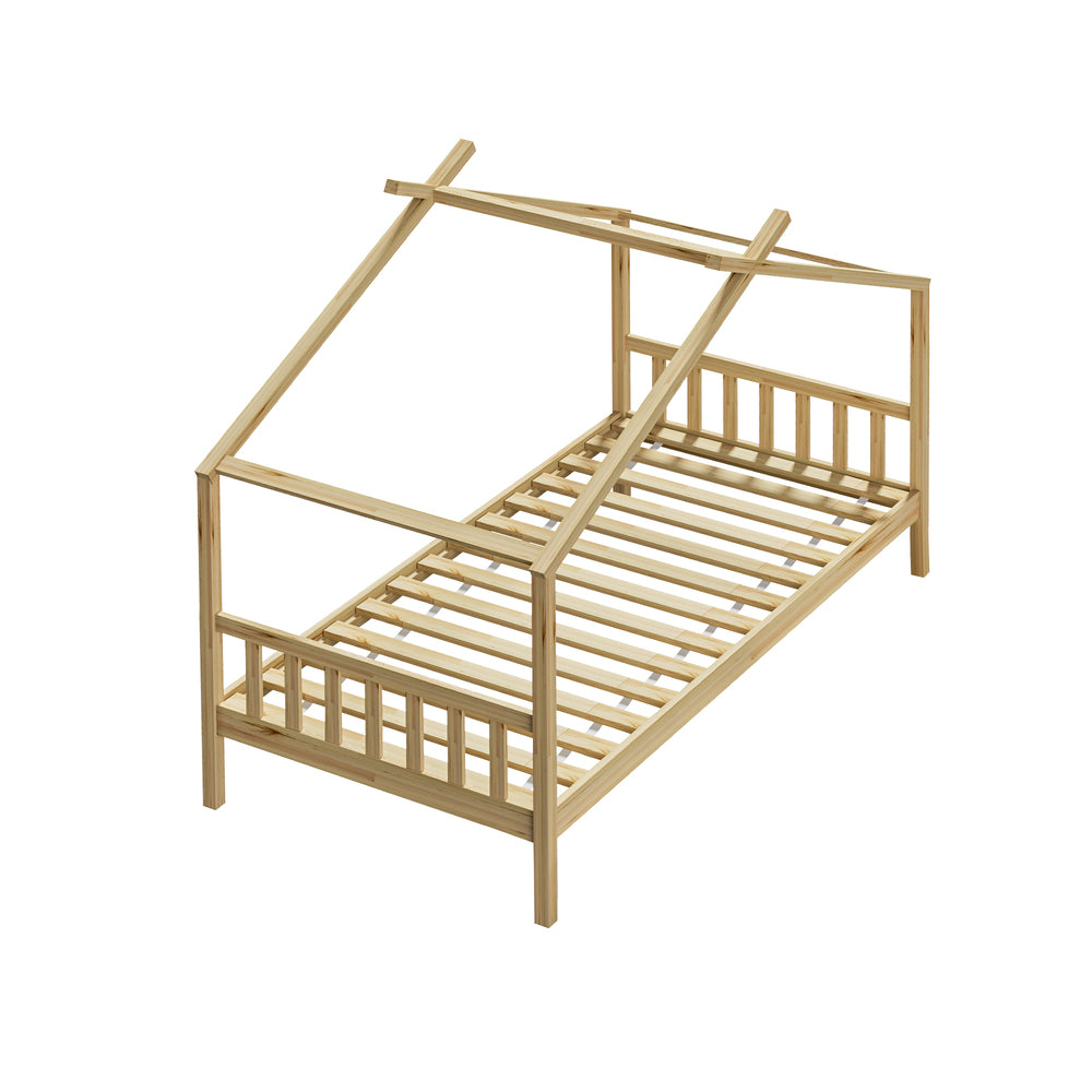 Bed Frame Wooden Kids Single Timber House Beds