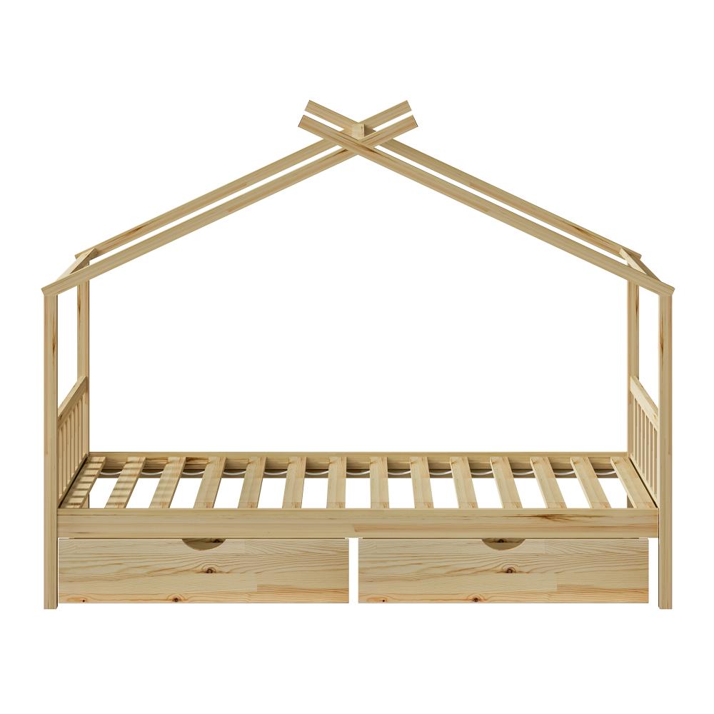 House Bed Frame Wooden Single Size with Drawers