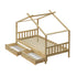 House Bed Frame Wooden Single Size with Drawers