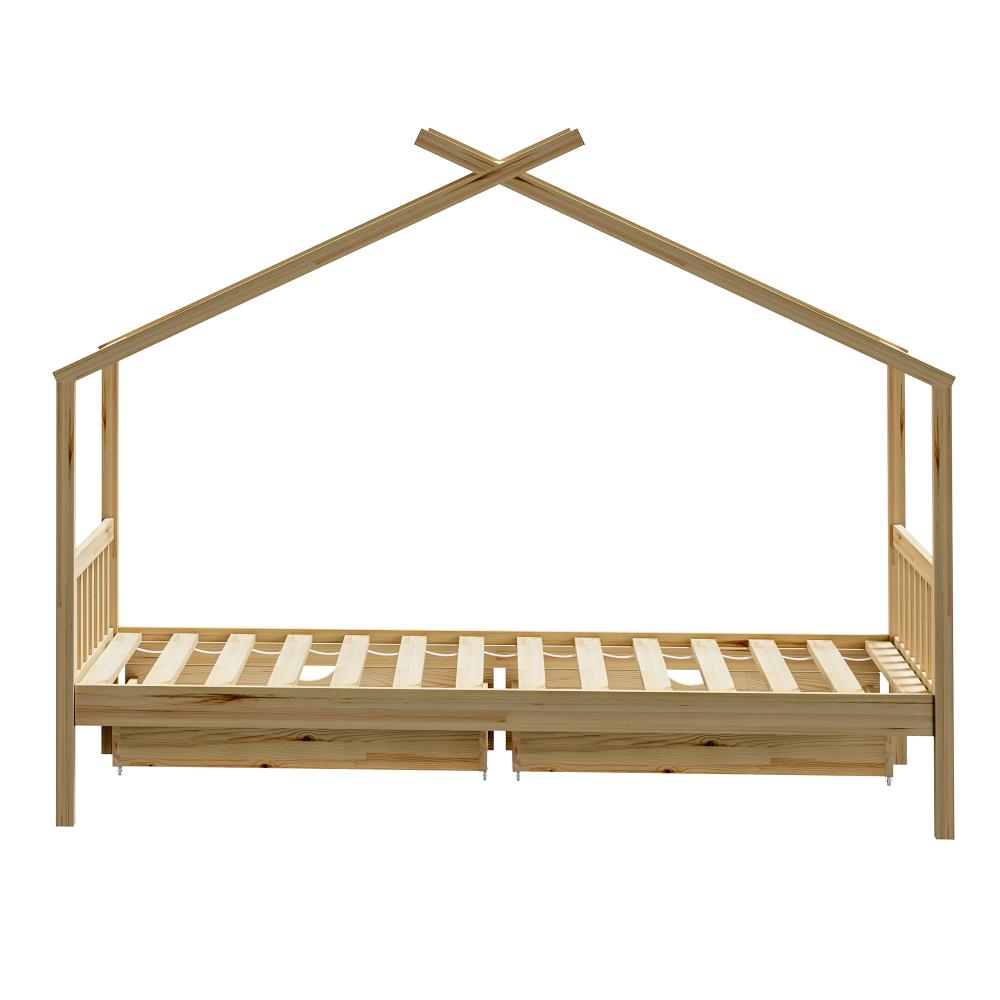 House Bed Frame Wooden Single Size with Drawers