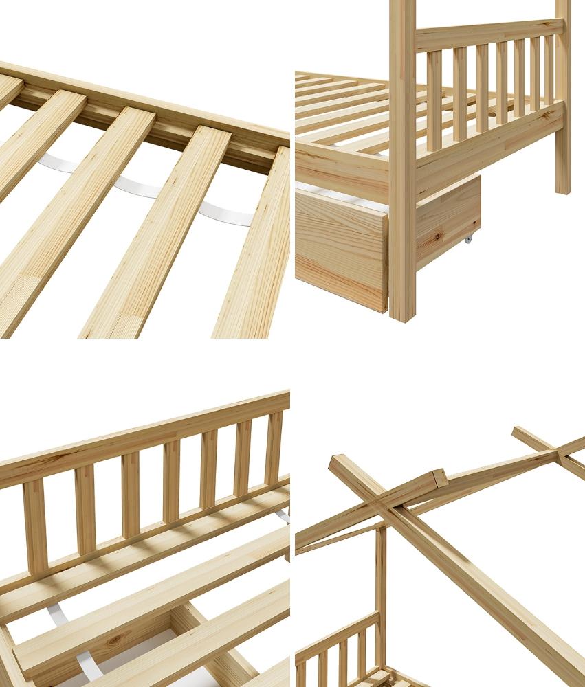 House Bed Frame Wooden Single Size with Drawers