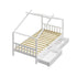 Bed Frame Wooden Single House Frame with Drawers White