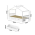 Bed Frame Wooden Single House Frame with Drawers White