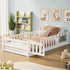 Oikiture Kids Bed Frame Single Beds Timber Wood Gate Guard White