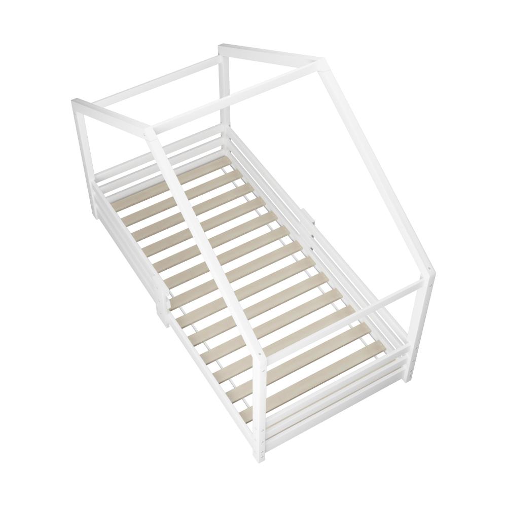 Single Bed Frame Wooden Kids House Style White