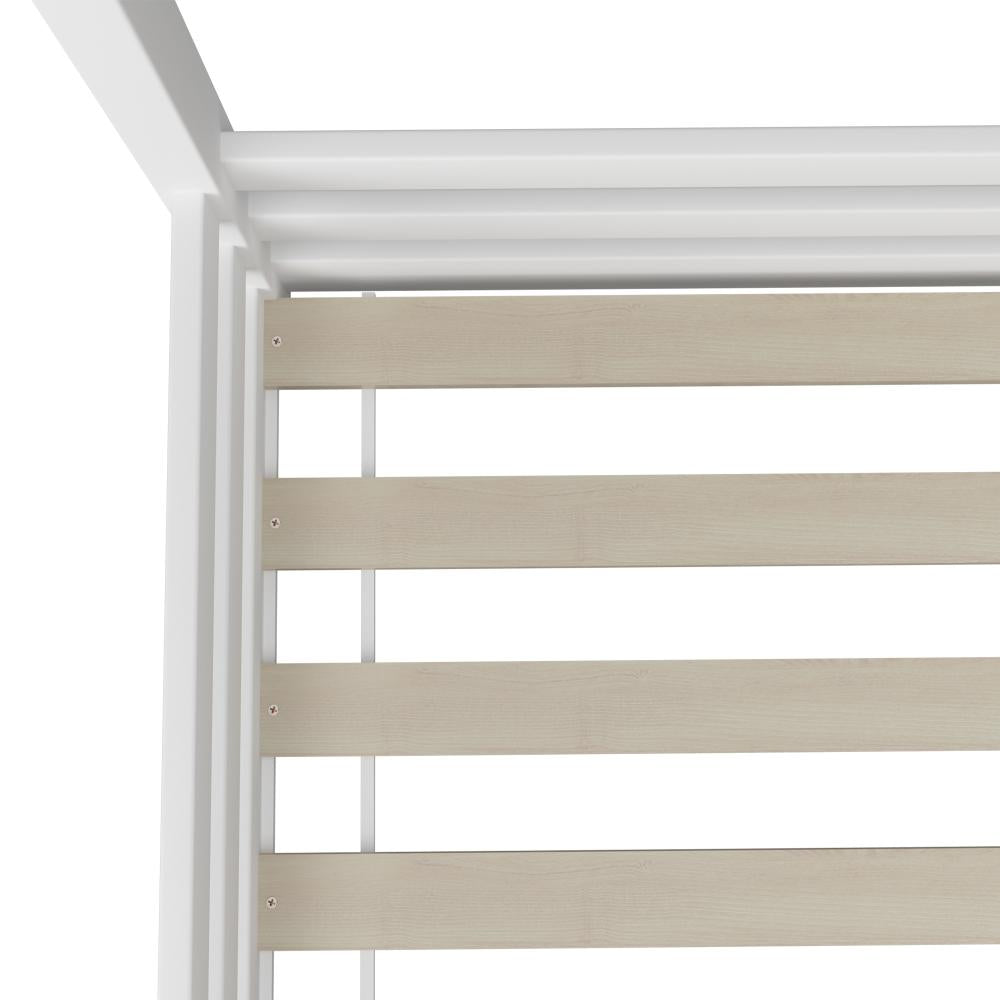 Single Bed Frame Wooden Kids House Style White
