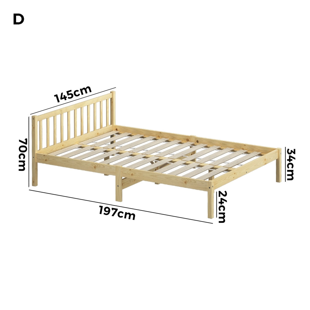 Oikiture Wooden Bed Frame Double Size Slat Support