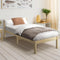 King Single Wooden Bed Frame Solid Pine Platform Bed with Headboard Natural