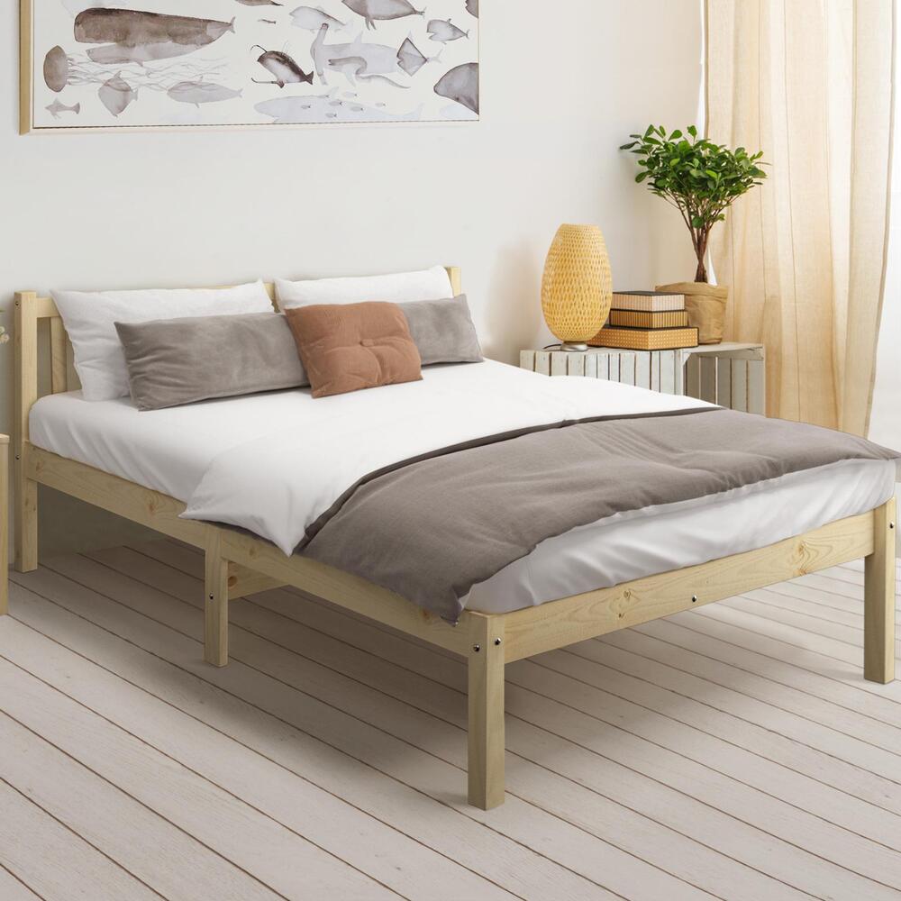 Oikiture Wooden Bed Frame Queen Size Slat Support