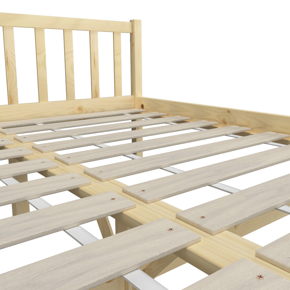Oikiture Wooden Bed Frame Queen Size Slat Support