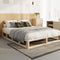 Oikiture Double Wooden Bed Frame Pine Wood Platform Mattress Base Cream