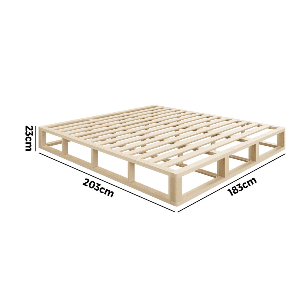 Wooden Bed Frame King Size Cage-like Base